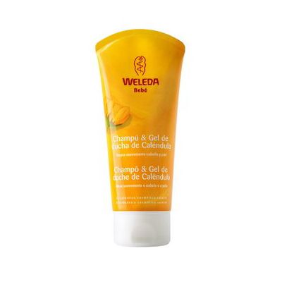 CHAMPÚ Y GEL DE DUCHA DE CALÉNDULA 200 ml, limpia suavemente cabello y cuerpo.